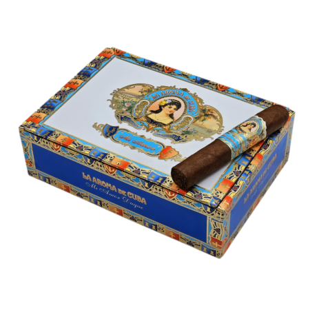 La Aroma de Cuba Mi Amor is a premium medium to full bodied cigar hand rolled in Nicaragua with aged Nicaraguan tobacco in a dark Cuban-seed Mexican San Andres wrapper. The La Aroma de Cuba Mi Amor are soft box pressed cigars with rich, earthy flavorful notes of cocoa beans, espresso, coffee, sweet spices and a slight vanilla finish. La Aroma de Cuba Mi Amor was ranked #2 on Cigar Aficionado’s Top 25 Cigars of 2011 list with an outstanding 95 cigar rating. 