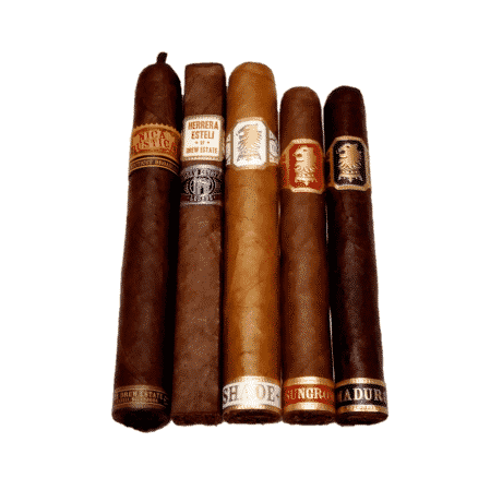 The Drew Estate Brands 5 Cigar Sampler includes The 91 rated Undercrown Maduro, Undercrown Sun Grown, Undercrown Shade, the masterfully hand crafted Limited Edition Herrera Esteli Lounge Exclusive,  & the 90 Rated Nica Rustica! Enjoy all these premium cigars at over 20% OFF in this one convenient sampler!