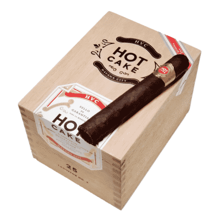 HVC Hot Cake cigars are handcrafted in Esteli, Nicaragua using a masterful blend of viso Corojo 2006 maduro filler encased in Corojo '99 from Jalapa and Corojo '98 from Esteli and finished in a rich and toothy Mexican San Andres wrapper leaf. The HVC Hot Cake cigars offer a medium to full body filled with flavorful notes of woody earth, leather with hints of cocoa and baking spices.