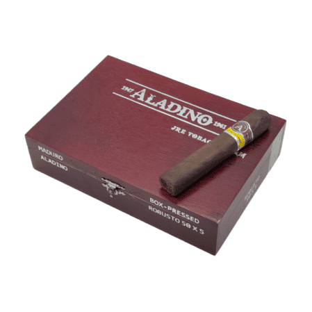 Aladino Maduro Cigars are a medium bodied Cigar comprised of a Mexican San Andres Maduro wrapper with a binder and filler of Authentic Corojo tobaccos handmade by the JRE Tobacco Company in Honduras at the Jamastran Valley. Aladino Maduro delivers a tasty profile of sweet fruit, earth, mocha and coffee.