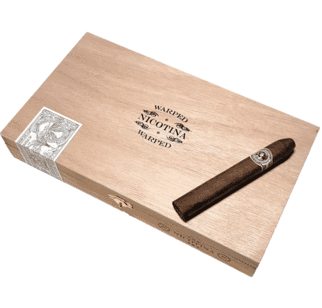 Warped Nicotina Cigars are a new 2022 released premium boutique cigars hand crafted in Esteli, Nicaragua at the Aganorsa Leaf Cigar Factory. The Warped Nicotina is blended to be a fuller-bodied Nicaraguan puro cigar comprised of Nicaraguan Corojo 99' and Nicaraguan Criollo 98' long filler, a Nicaraguan Criollo 98' binder, and a beautiful softly box-pressed belicoso tipped Cuban seed Jalapa Corojo 99' wrapper. The Nicotina is a refined full-body flavor profile providing tasting notes of pepper, oak, leather, earth, hints of caramel, and a naturally rich sweet tobacco flavor finish.