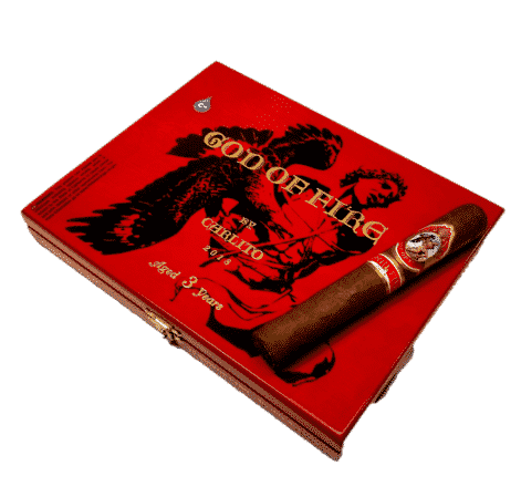 God of Fire by Carlito Cigars are the boldest of all the God of Fire Cigars. God of Fire by Carlito are comprised of exclusive blends of aged Dominican long fillers with a beautiful Cameroon wrapper. God of Fire by Carlito delivers a potent rich spice, with peppery tang and rich mix of subtle flavors from cocoa, coffee to cedar finishing with slight sweet & spicy notes.