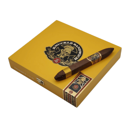 Espinosa Knuckle Sandwich Chef's Special is a Limited Edition release collaboration with American restaurateur Guy Fieri & Erik Espinosa of Espinosa Cigars. The Espinosa Knuckle Sandwich Chef's Special are hand crafted in a Box-Pressed Figurado shape. This Limited Edition blend consists of Nicaraguan filler and binder tobaccos finished in an exquisite Ecuadorian Habano Rosado wrapper leaf. The Knuckle Sandwich Chef's Special offers Medium-Full bodied notes of pecan, toasted oak, a creamy sweetness with slight hints of pepper on the retro-hale. 