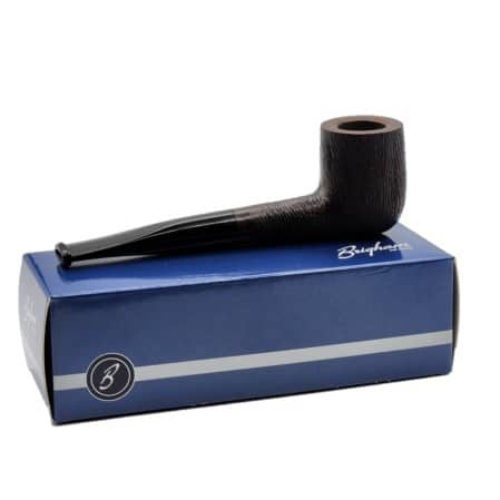 This Brigham pipe is made from briar and features a charcoal hue and striated rustication that compliments a firm-lined Billiard bowl of the "03S" which fits well in hand and makes for a fine addition to any collection of pipe chart standards. 
