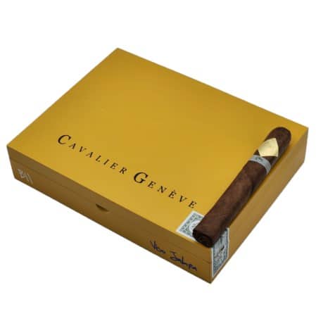 For the first time, Cavalier Genève has released a cigar with a Viso Jalapa Nicaragua wrapper. They are made up of only the finest Nicaraguan tobacco. They are made at Fabrica Centroamericana de Tabaco S.A. in Danlí, Honduras with all of the other Cavalier Genève cigars. The wrapper is a Nicaraguan Viso Jalapa that contains a diamond shape made out of 24-karat edible gold. It is made to be left on the cigar and smoked through, creating a unique golden appearance for that part of the ash. The cigars are medium-to-full-bodied and they deliver rich notes of earth, cocoa, black pepper, and leather.