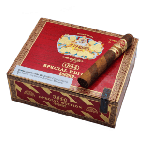 *New Spring 2023 Release* Debuted at the TPE February 2023 cigar tradeshow with an eye-catching barber pole wrapper.  The H. Upmann 1844 Special Edition Barbier Pole is rolled with an Ecuadorian Connecticut and Ecuadorian Sumatra leaf, the long-filler is a combination of Nicaraguan, Dominican, and Broadleaf tobaccos, encased in an Indonesian leaf.  These cigars have a smooth medium-body flavor profile with sweet notes of cream, baking spices, earth, cedar, and a touch of sweet tobacco.